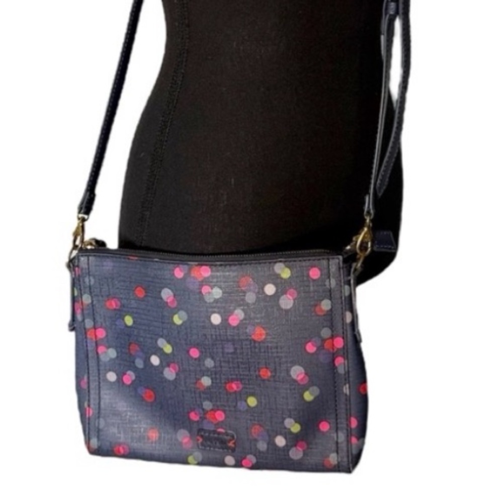 FOSSIL Polka Dot Emma Crossbody Bag Navy Blue